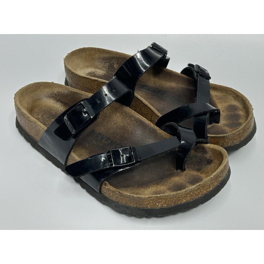 Birkenstock Nayari Toe Loop Sandals Women’s 36 US 5-5.5 Black Patent Leather